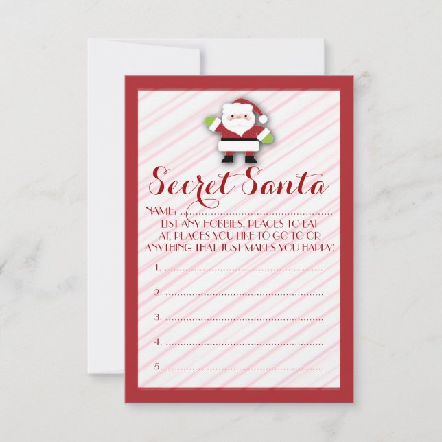 Red striped Secret Santa customisable ballots (Front)
