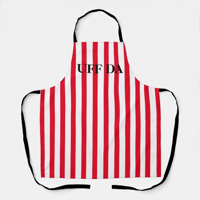 Red Striped Uff Da All-Over Print Apron (Front)