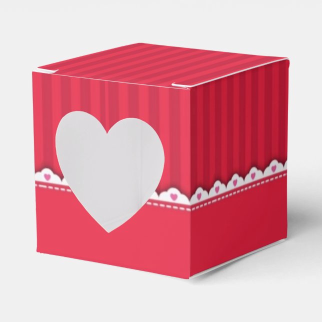 red striped vintage pattern favour box (Front Side)