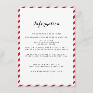 Red Striped Wedding Information Insert Card