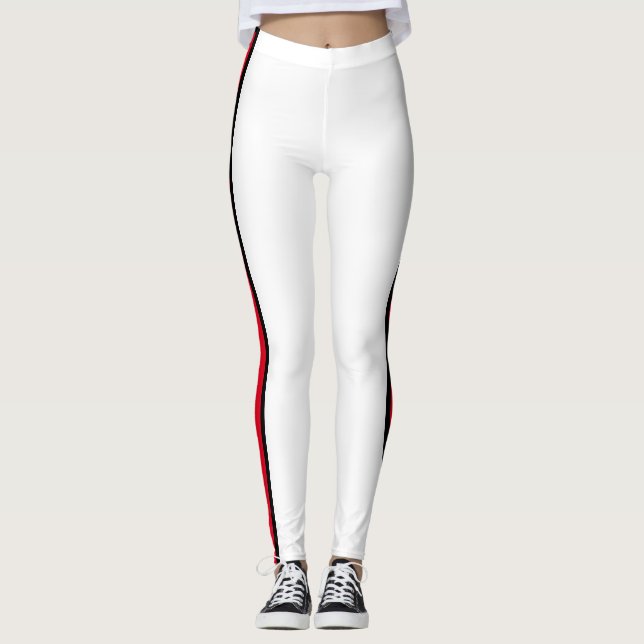 Red striped white leggings (Front)