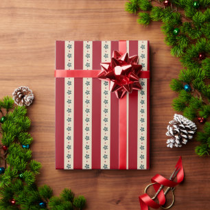 Red Stripes And Flowers Wrapping Paper