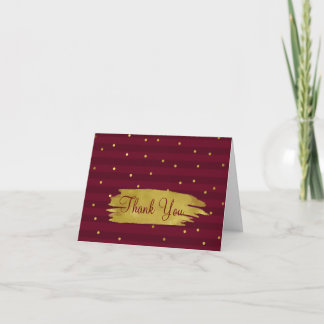Red Stripes and Gold Dots Thank You Note Card