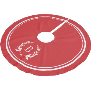 Red Stripes and Wreath Monogram Tree Skirt