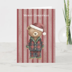 Red Stripes Bear Christmas Card