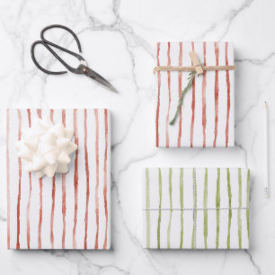 Red Stripes Birthday Wrapping Paper Sheet