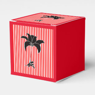 Red Stripes Black Floral  Favour Box