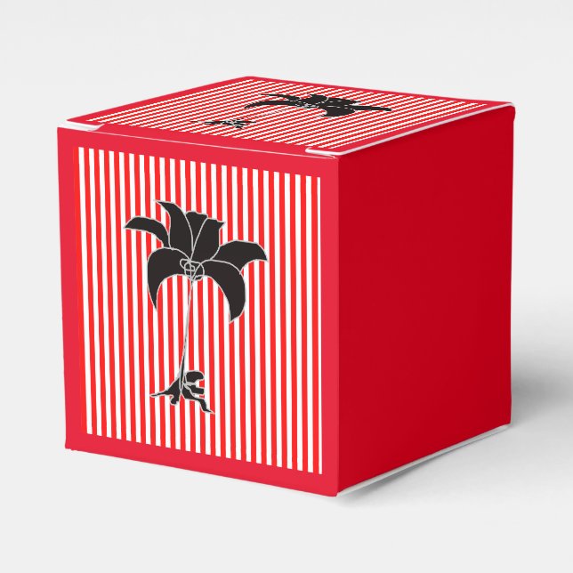 Red Stripes Black Floral  Favour Box (Front Side)