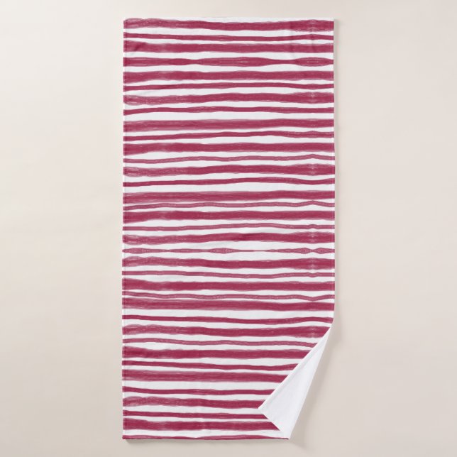 Red Stripes Bordeaux  Bath Towel Set (Bath Towel)