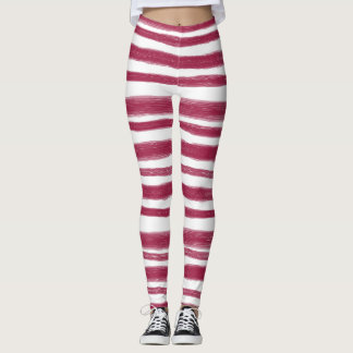 Red Stripes Bordeaux  Leggings