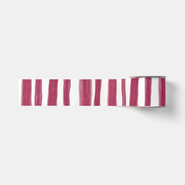 Red Stripes Bordeaux  Satin Ribbon (Front)
