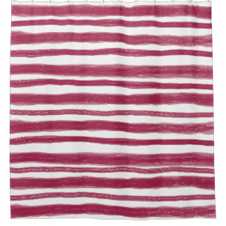 Red Stripes Bordeaux Shower Curtain