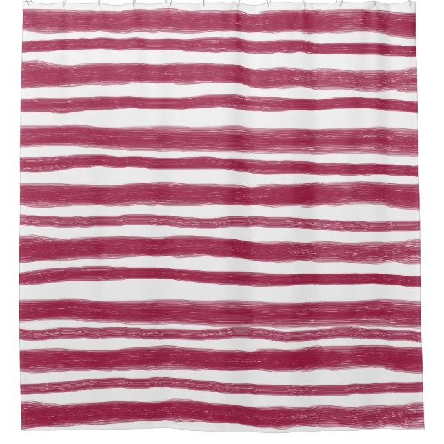 Red Stripes Bordeaux  Shower Curtain (Front)