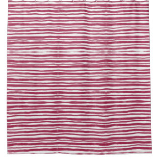 Red Stripes Bordeaux Shower Curtain