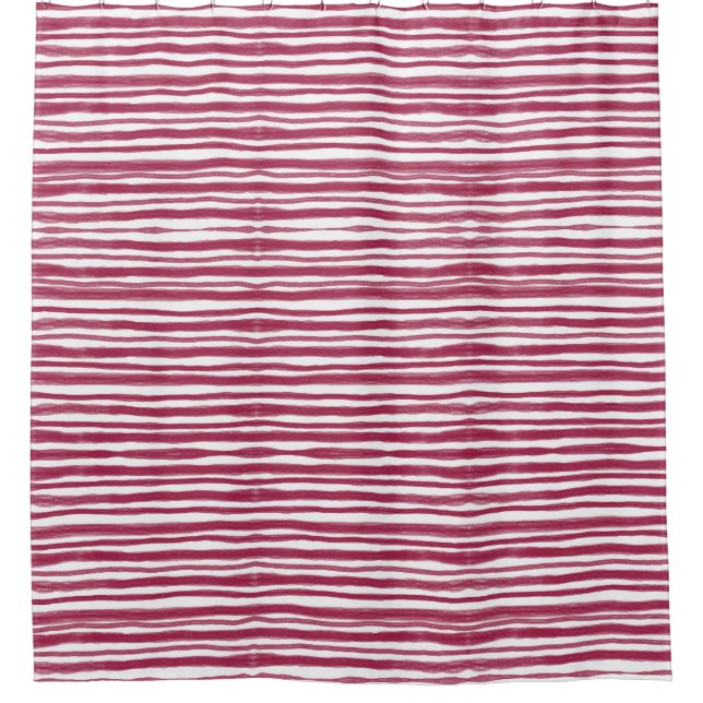 Red Stripes Bordeaux  Shower Curtain (Front)