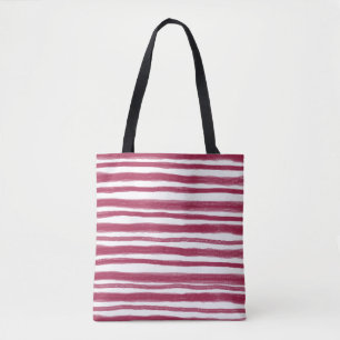 Red Stripes Bordeaux  Tote Bag