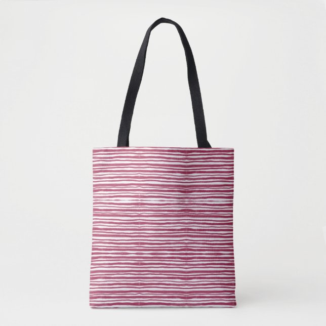 Red Stripes Bordeaux  Tote Bag (Front)