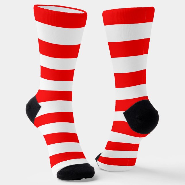 Red Stripes Crew Socks (Angled)