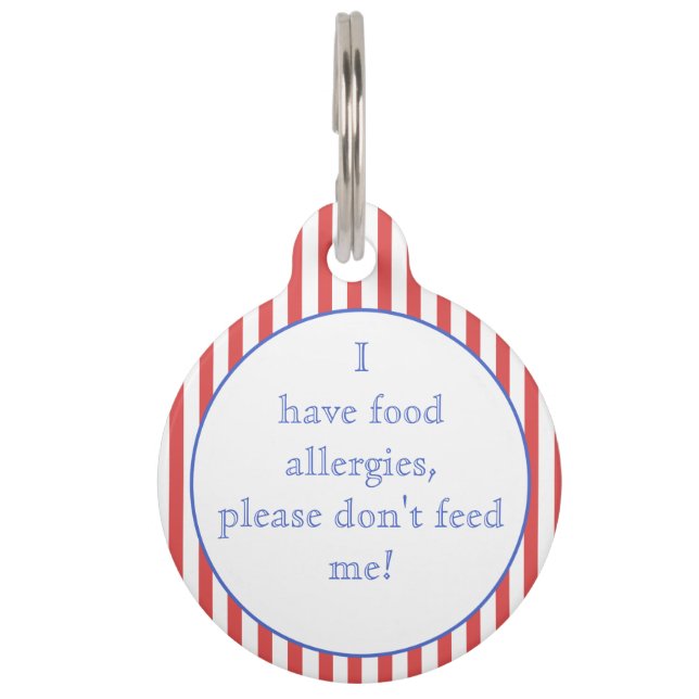 Red Stripes Food Allergies Medical Alert  Pet Tag (Front)