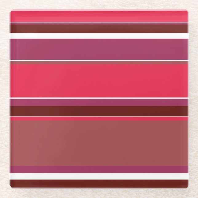Red stripes glass coaster (Front)