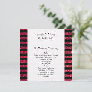 Red Stripes, Glitter Stripes, Lines, Wedding Programme