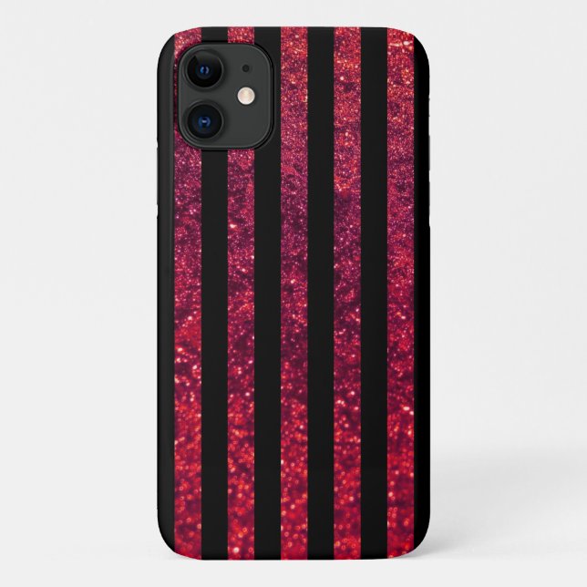 Red Stripes, Glitter Stripes, Striped Pattern Case-Mate iPhone Case (Back)