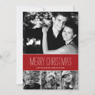 Red Stripes Happy Holidays Photo Card