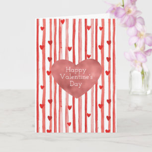 Red Stripes & Hearts Valentine's Day Card