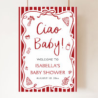 Red Stripes Italian Ciao Baby Baby Shower Welcome