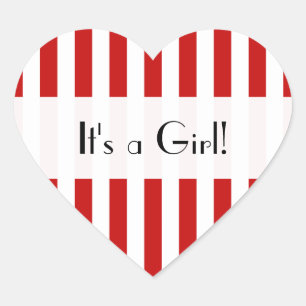 Red Stripes, Lines, Striped Pattern, Baby Shower Heart Sticker