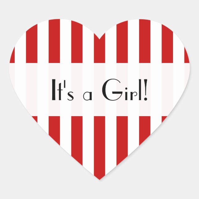 Red Stripes, Lines, Striped Pattern, Baby Shower Heart Sticker (Front)