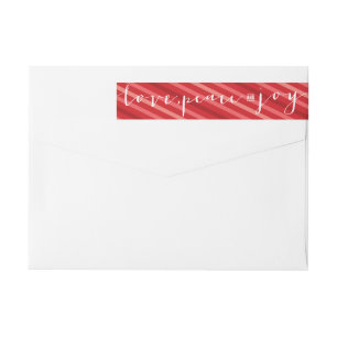 Red Stripes Love Peace Joy Holiday Address Label