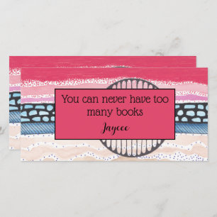 Red stripes mixed media, personalised book mark  thank you card