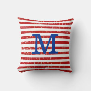 red stripes monogrammed decor idea cushion