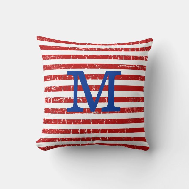 red stripes monogrammed decor idea cushion (Front)