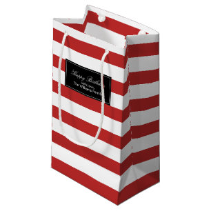 Red Stripes Pattern Personalised Small Gift Bag