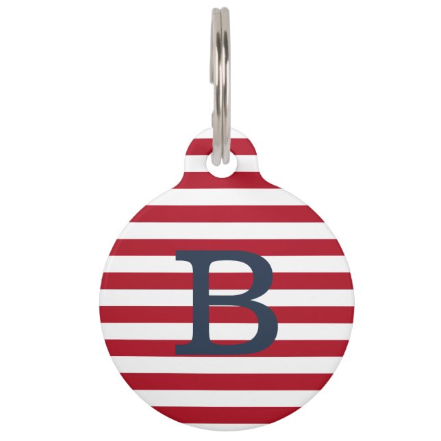Red Stripes Personalised ID Dog Tag (Front)