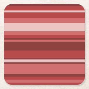 Red stripes square paper coaster