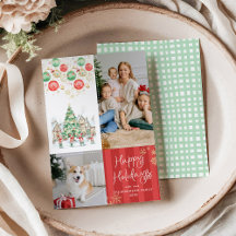 Red Stripes Winter Village Happy Holidays 2 Photo