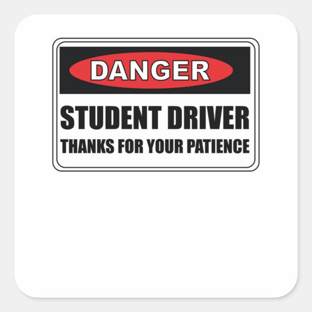 Red Student Driver Please Be Patient Square Sticker (Front)