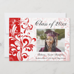 Red Stunning Swirl Photo Graduation Announcement