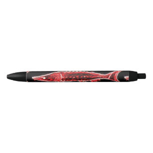 red sturgeon black ink pen