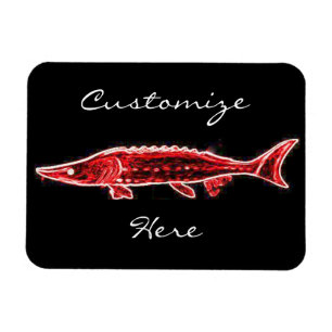red sturgeon on black magnet