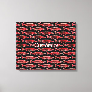 red sturgeon swimming canvas print