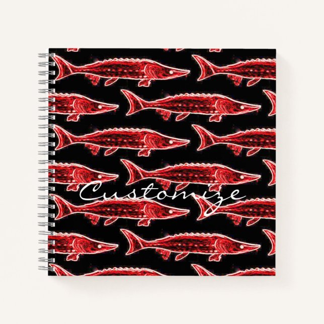 red sturgeon swimming  notebook (Front)