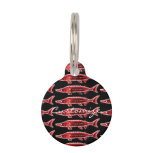 red sturgeon swimming Thunder_Cove Pet Tag