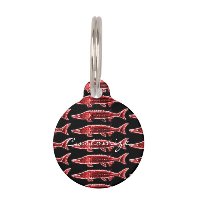 red sturgeon swimming Thunder_Cove Pet Tag (Front)