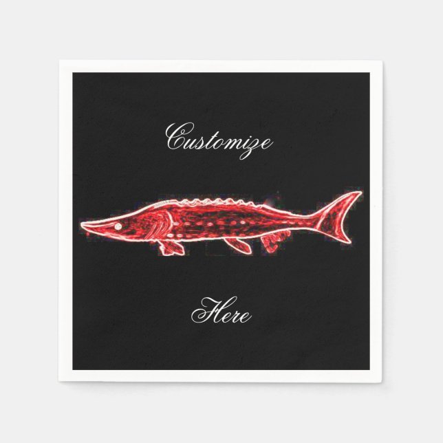 red sturgeon underwater black napkin (Front)