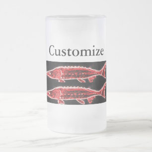 red sturgeon underwater Thunder_Cove Frosted Glass Beer Mug