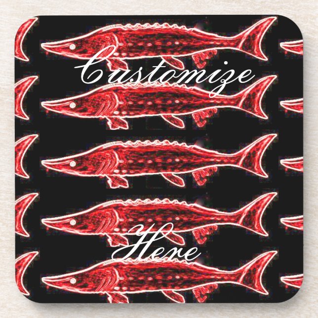 red sturgeons black coaster (Front)